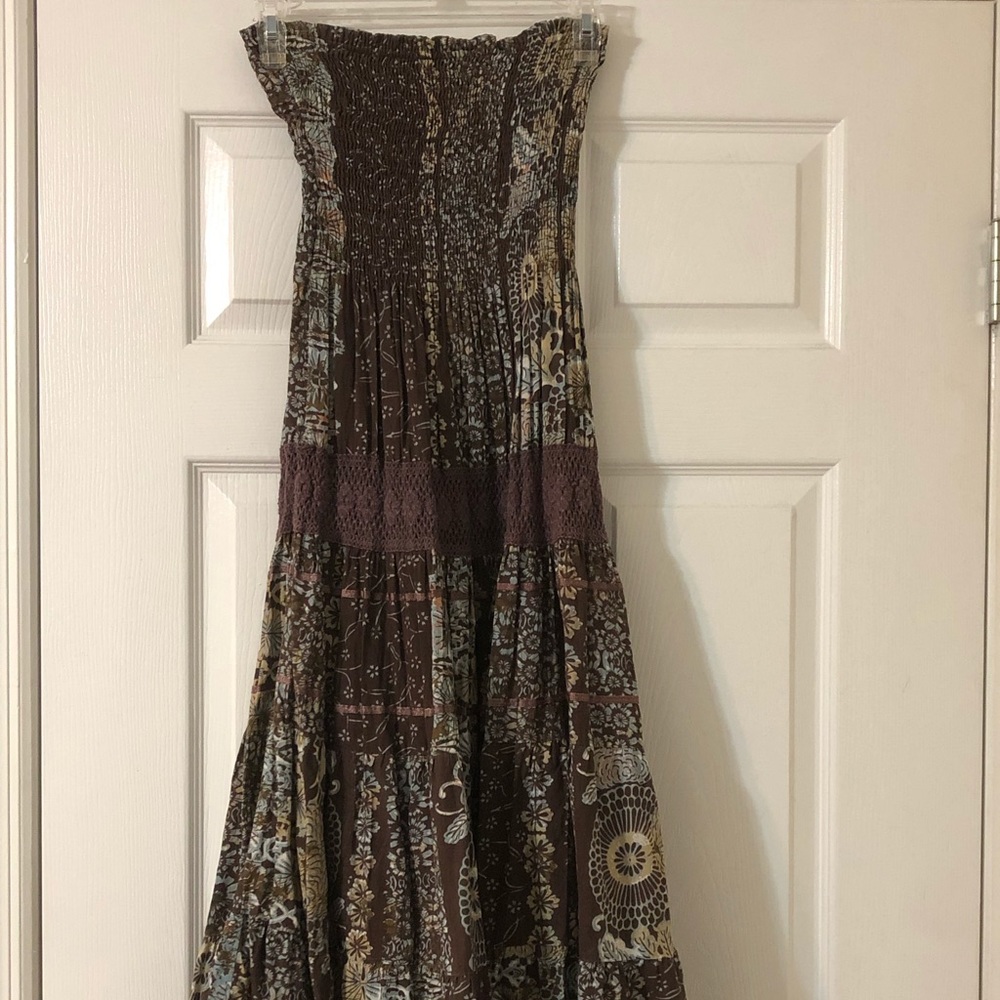 Long floral strapless dress - Size Large
